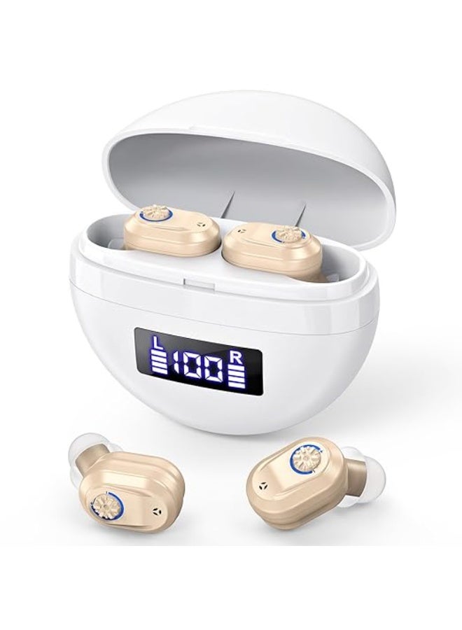 Hearing aids, invisible magnetic hearing aids, contact charging case with LED power display (white + skin color) - Image 1